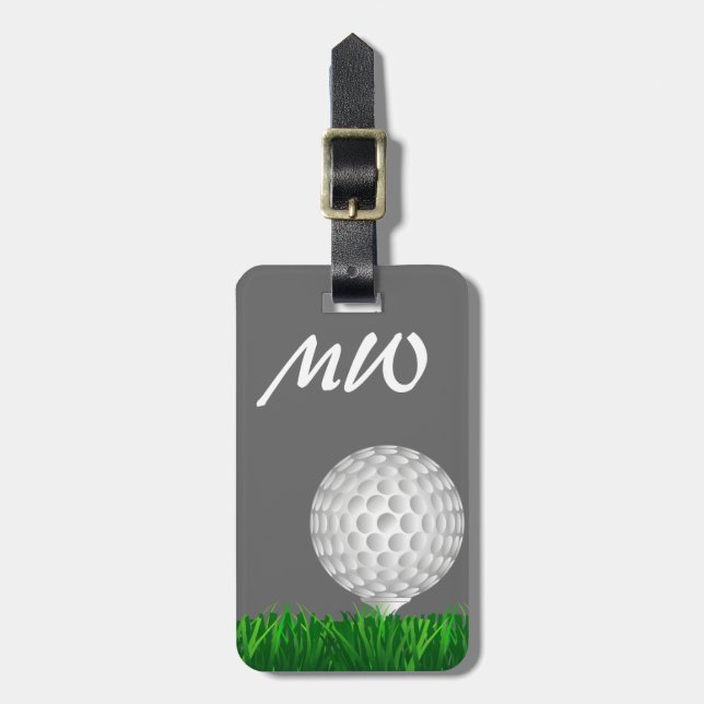Golf ball personalised golfer luggage tag (Front Vertical)