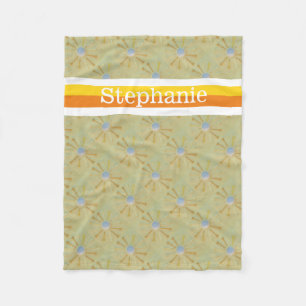 Golf ball  Personalised with name orange & yellow Fleece Blanket