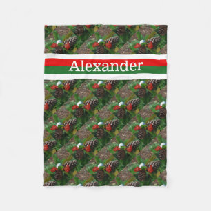 Golf ball  Personalised with name Red & Green Fleece Blanket