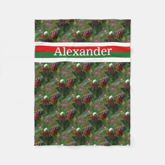 Golf ball  Personalised with name Red & Green Fleece Blanket