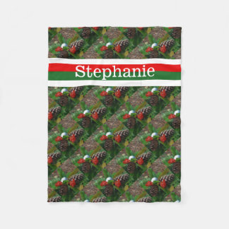 Golf ball Personalised with name Red & Green Fleece Blanket