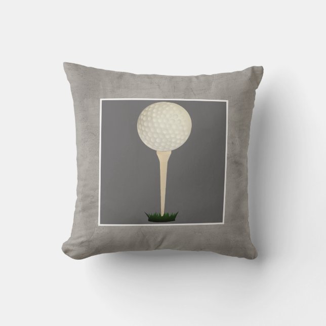 golf ball pillow photo art on grey (Front)