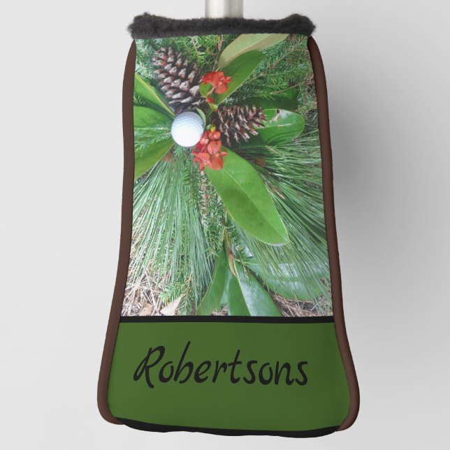 Golf ball pine cones and evergreens Christmas Golf Head Cover (Rotate 90)