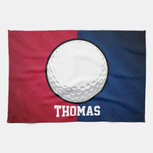 Golf Ball; Red, White, and Blue Tea Towel