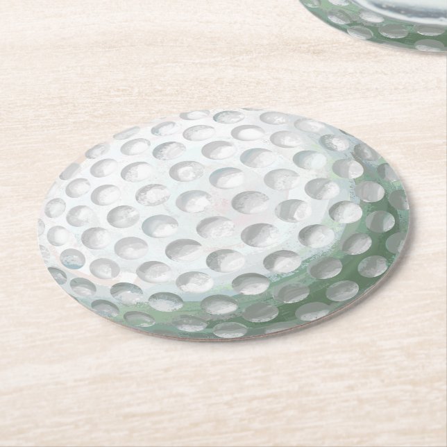 Golf Ball Round Paper Coaster (Angled)