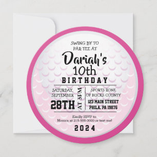 GOLF BALL ROUND PINK Birthday Party Invitation