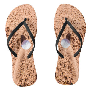 Golf Ball Sand Bunker Funny Custom Created Flip Flops