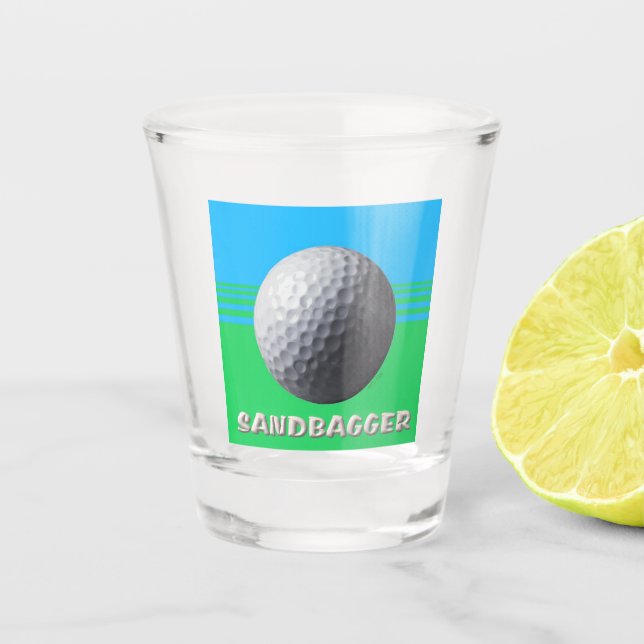 Golf Ball Sandbagger shot glass (Front)