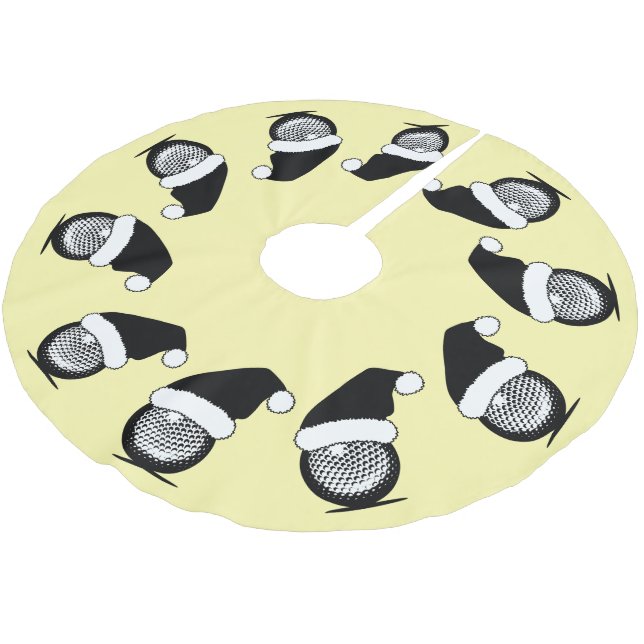 Golf Ball Santa Hat Christmas Brushed Polyester Tree Skirt (Angled)