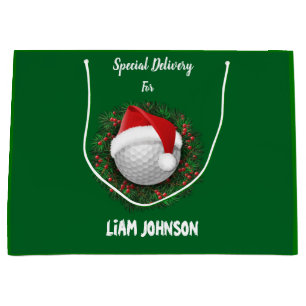 Golf Ball Santa Hat Christmas Gift Bag