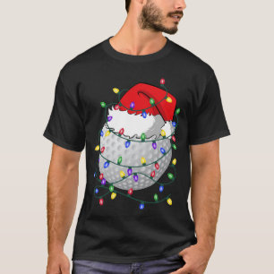 Golf Ball Santa Hat Christmas Golfing Xmas Lights T-Shirt