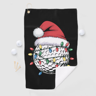 Golf Ball Santa Hat Christmas Golfing Xmas Lights Towel