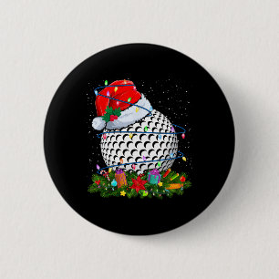 Golf Ball Santa Hat Christmas Lights Funny Sport X 6 Cm Round Badge