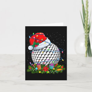 Golf Ball Santa Hat Christmas Lights Funny Sport X Card