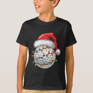 Golf Ball Santa Hat Christmas Tree Lights Golfing T-Shirt