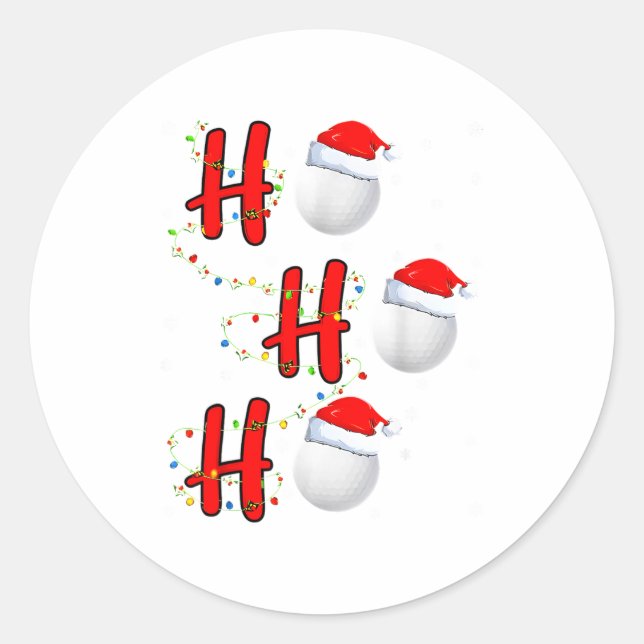 Golf Ball Santa Hat Ho Ho Ho Men Women Christmas X Classic Round Sticker (Front)