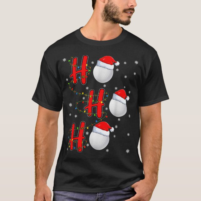 Golf Ball Santa Hat Ho Ho Ho Men Women Christmas X T-Shirt (Front)