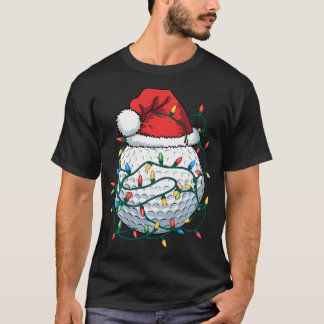  Golf Ball Santa Hat Men Womens Christmas Golfing  T-Shirt