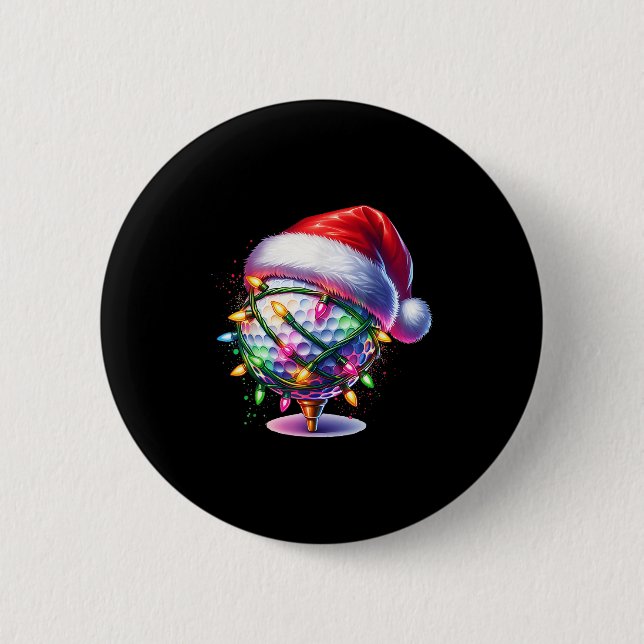 Golf Ball Santa Hat Men Womens Christmas Golfing X 6 Cm Round Badge (Front)
