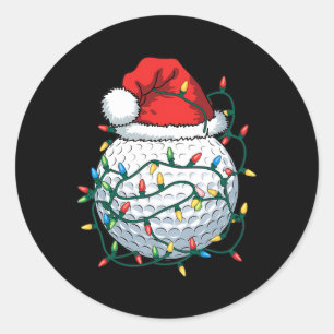Golf Ball Santa Hat Men Womens Christmas Golfing X Classic Round Sticker