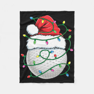 Golf Ball Santa Hat Men Womens Christmas Golfing X Fleece Blanket