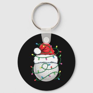 Golf Ball Santa Hat Men Womens Christmas Golfing X Key Ring