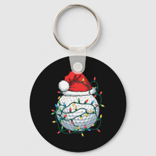 Golf Ball Santa Hat Men Womens Christmas Golfing X Key Ring
