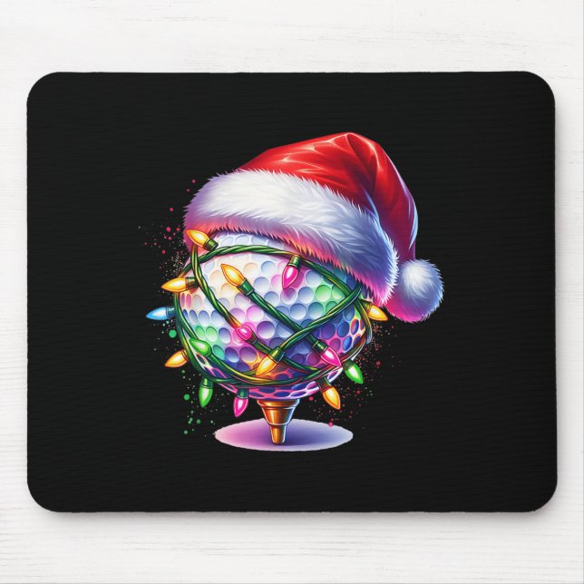 Golf Ball Santa Hat Men Womens Christmas Golfing X Mouse Mat (Front)