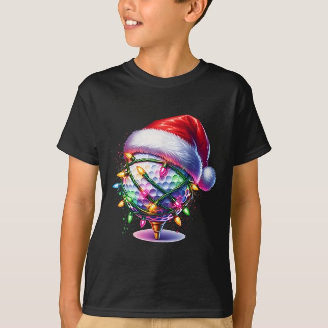 Golf Ball Santa Hat Men Womens Christmas Golfing X T-Shirt (Front)