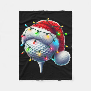 Golf Ball Santa Hat Xmas Golfing Golfer Christmas Fleece Blanket