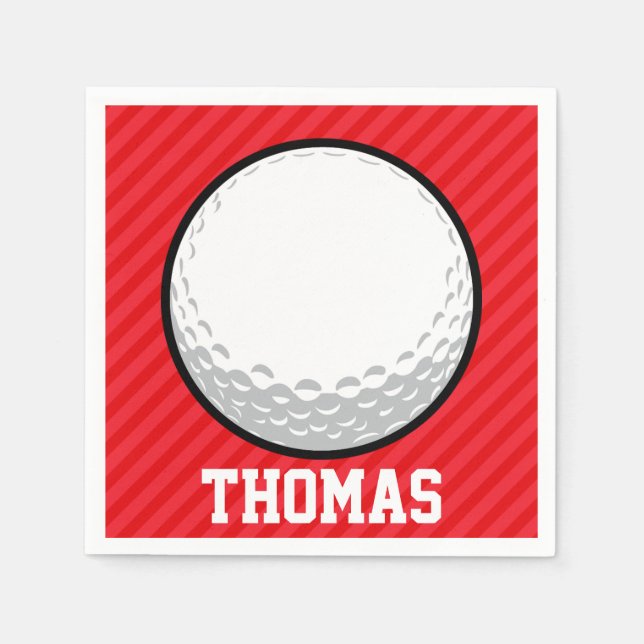 Golf Ball; Scarlet Red Stripes Napkin (Front)