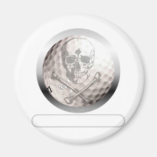 Golf Ball Skull and Crossbones Magnet