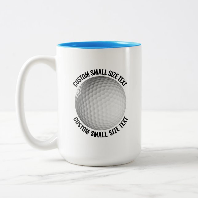 Golf Ball & Small Text LIGHT BLUE 15oz Custom Two-Tone Coffee Mug (Left)