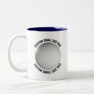 Golf Ball & Small Text NAVY BLUE 11oz Custom Two-Tone Coffee Mug