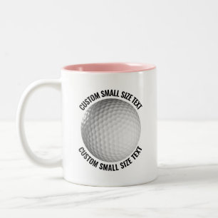 Golf Ball & Small Text PINK 11oz Custom Two-Tone Coffee Mug