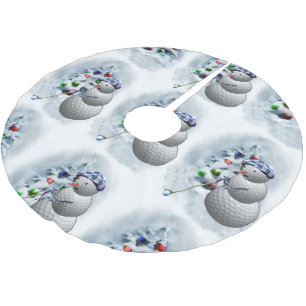 Golf Ball Snowman Christmas Brushed Polyester Tree Skirt
