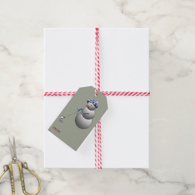 Golf Ball Snowman Christmas Gift Tags (With Twine)