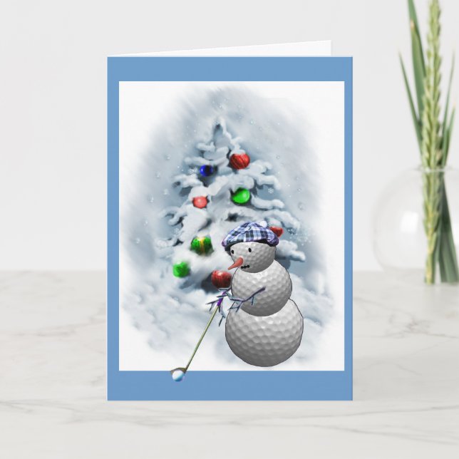 Golf Ball Snowman Christmas Holiday Card (Front)