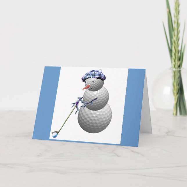 Golf Ball Snowman Christmas Holiday Card (Front)