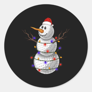 Golf Ball Snowman Christmas Lights Funny Snowman S Classic Round Sticker