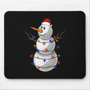 Golf Ball Snowman Christmas Lights Funny Snowman S Mouse Mat