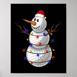 Golf Ball Snowman Christmas Lights Funny Snowman S Poster