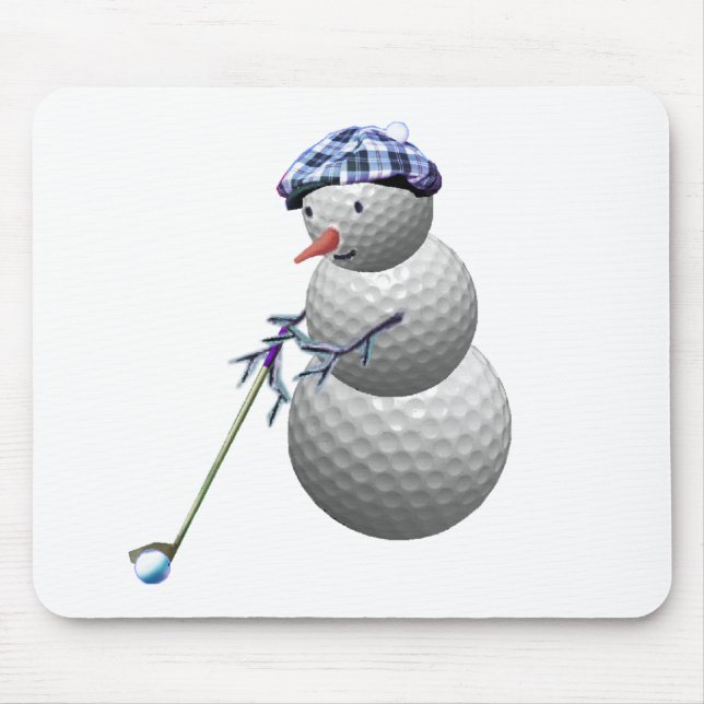 Golf Ball Snowman Christmas Mouse Mat (Front)