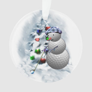 Golf Ball Snowman Christmas Ornament