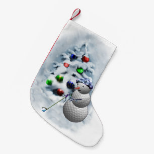 Golf Ball Snowman Christmas Small Christmas Stocking