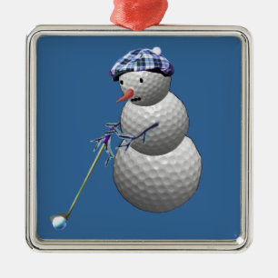 Golf Ball Snowman Metal Tree Decoration