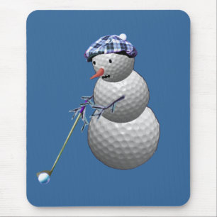 Golf Ball Snowman Mouse Mat