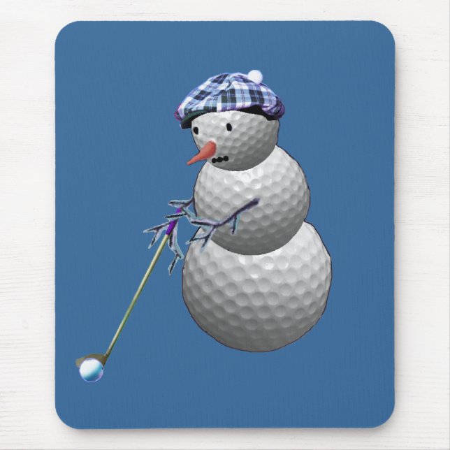 Golf Ball Snowman Mouse Mat (Front)