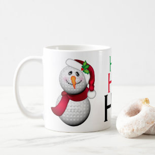 Golf Ball Snowman Santa Christmas Coffee Mug