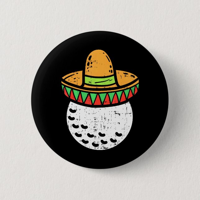 Golf Ball Sombrero Cinco De Mayo Mexican Golfer 6 Cm Round Badge (Front)